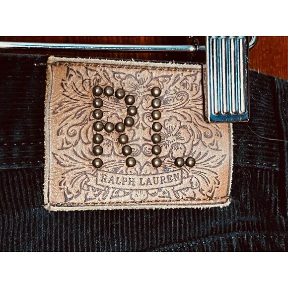 RALPH LAUREN SPORT BLUE LABEL CORDUROY PANTS BLACK SIZE 6 STUDDED RL ON BACK - Picture 3 of 4